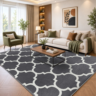 Abstract Machine Printed Shag Area Rug
