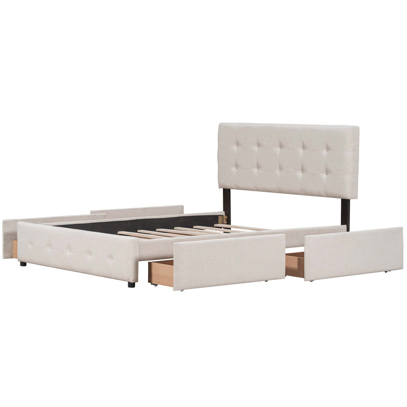 Lit avec rangement Alekto, Beige