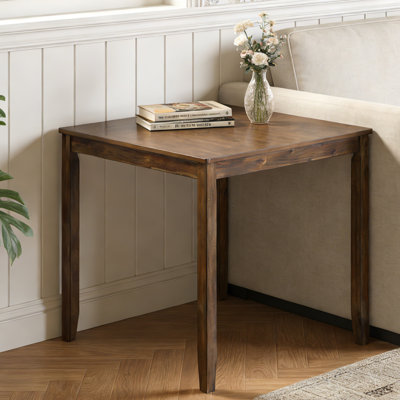 Petite table de salle à manger pour 4, table de cuisine carrée en noyer de 34,5 pouces pour les petits espaces, pieds fuselés modernes, plateau en panneau de fibres à densité moyenne facile à nettoyer et structure en bois massif