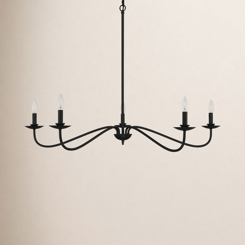 Abigeal 5 - Light Candle Style Classic Chandelier in Matte Black, Matte Black