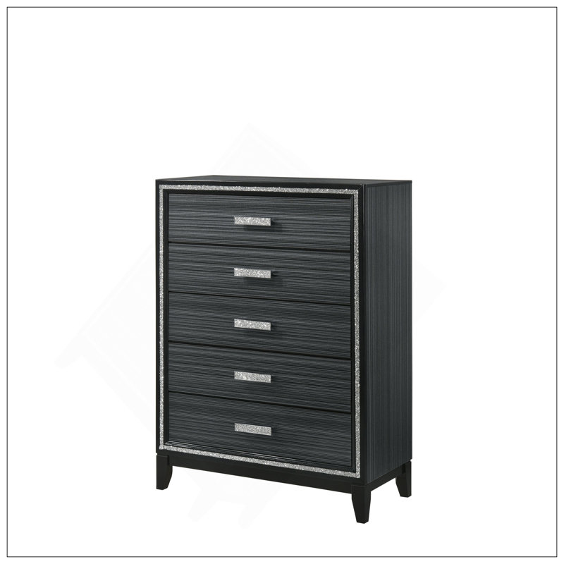 Haiden Weathered Black Finish Chest, Black
