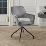 Guo 19'' H Velvet Upholstered Metal Armchair
