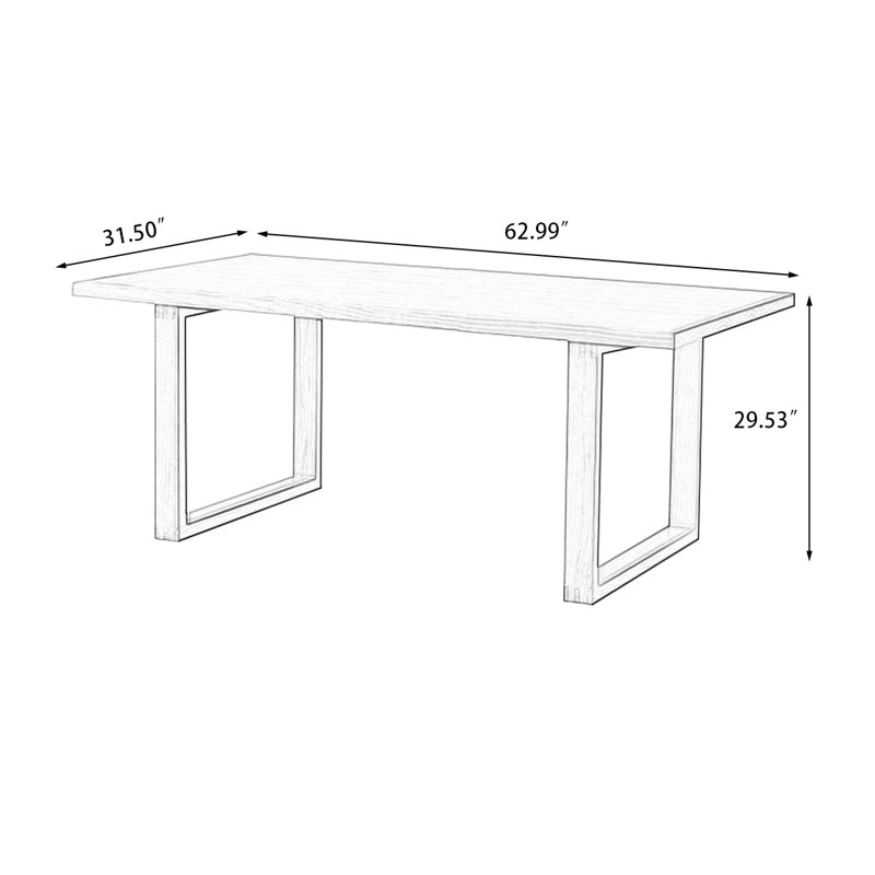 94.49" Brown Rectangular Solid Wood Dining Table, 29.53"H x 62.99"L x 31.5"W