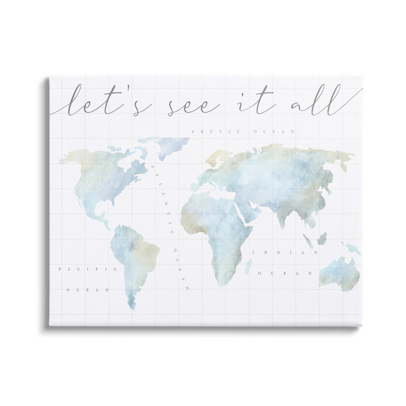 «Let's See It All World Map», impression sur toile, H 24 po x l 30 po x P 1,5 po