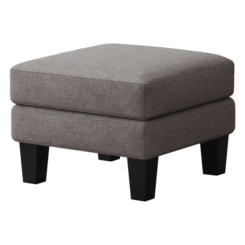 Grey Fabric Seating - Serve As Shoe Stool And Foot Relaxation Thick Cushioned Seat With Coil Spring Elastic Sponge Inside Upholstery Material Solid Wood Leg Stand Easy To Assemble Piece