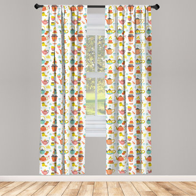 Tea Party Floral Semi-Sheer Rod Pocket Curtain Panels -  East Urban Home, 416486DAE9DD4DC1B2DA5EE92B840AD0