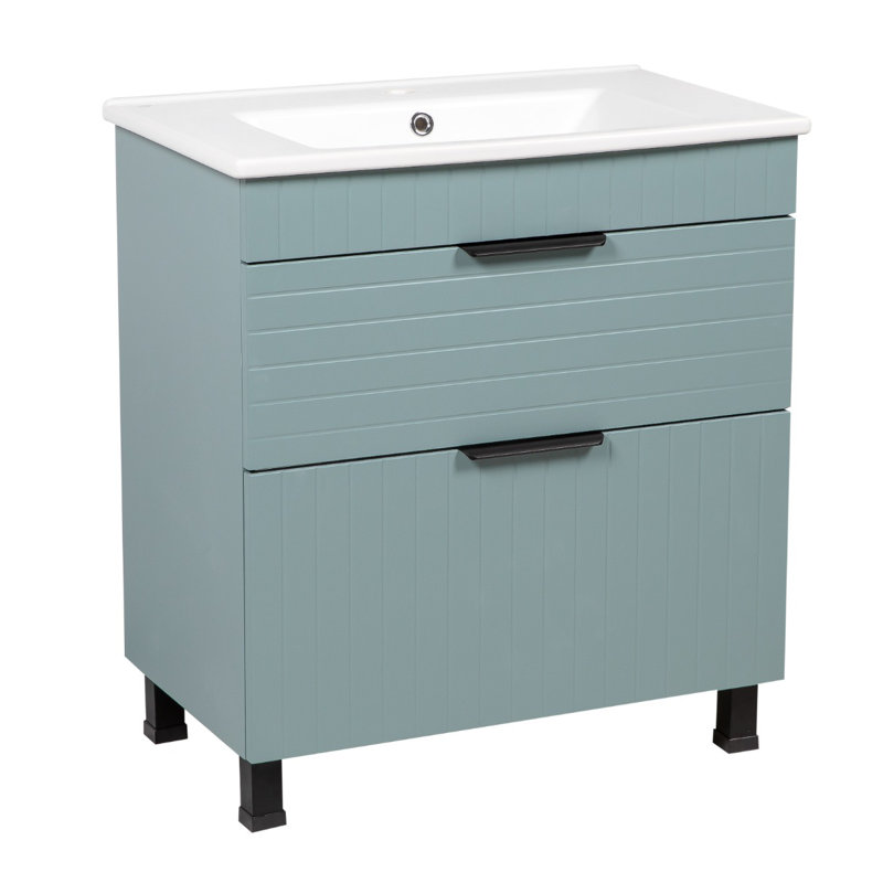 Meuble-lavabo autoportant avec lavabo Jakkar-F_Modern, Vert clair mat