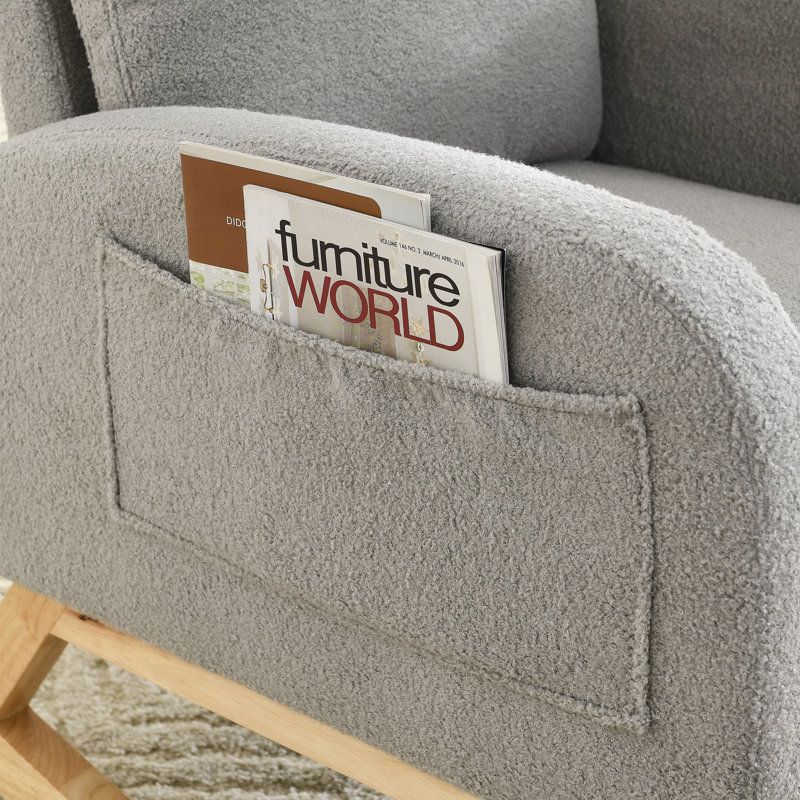 Corydon Upholstered Accent Chair, Light Gray Teddy Fabric