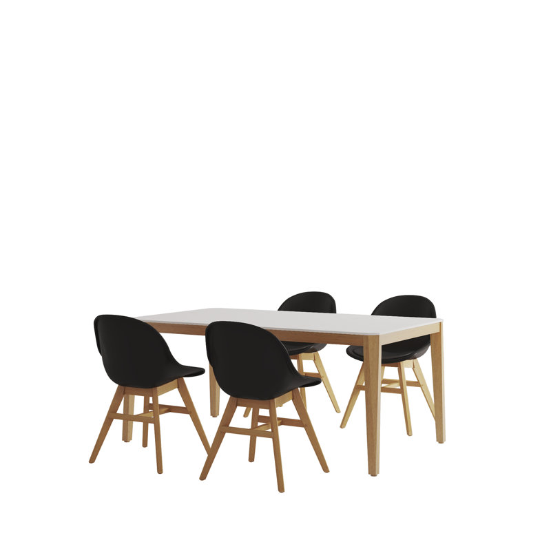 Gela 4 - Person Solid Wood Solid Wood Top Four Leg Dining Set