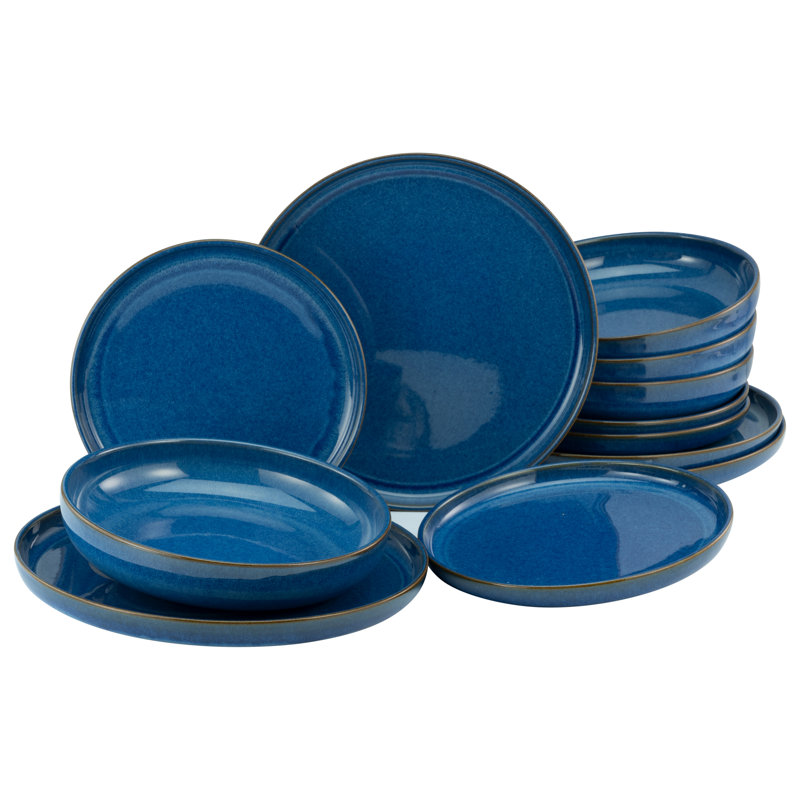 Uno 12 pcs. Stoneware Dinnerware, Atlantico