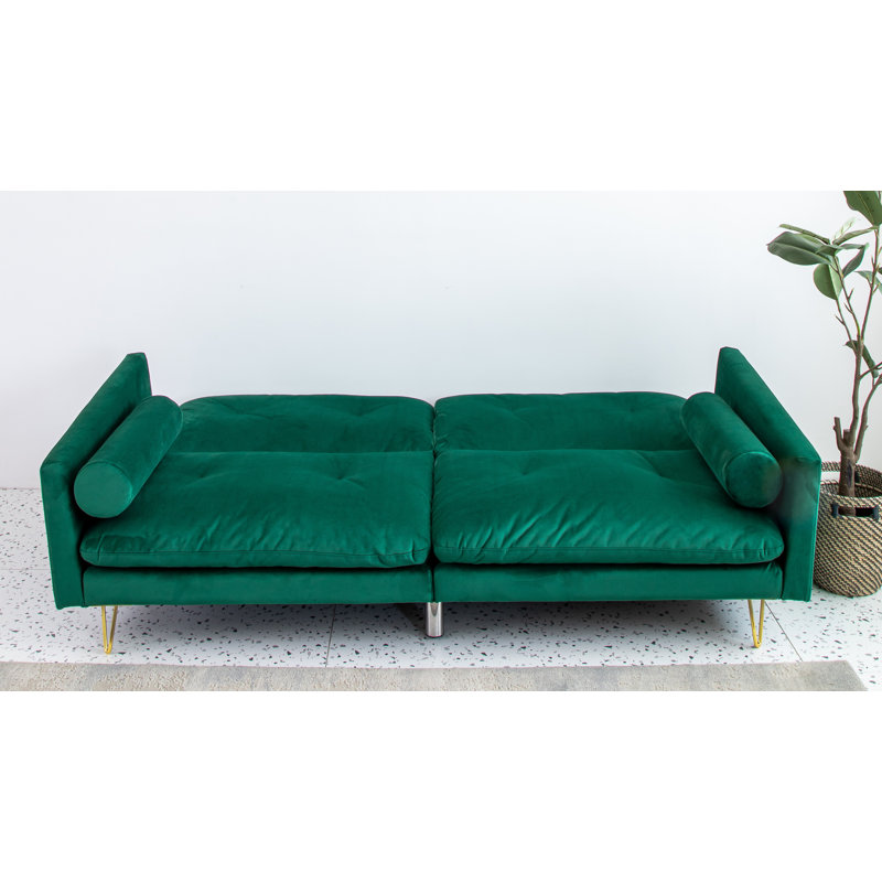 Odysseus 3 Seater Velvet Sleeper, Green