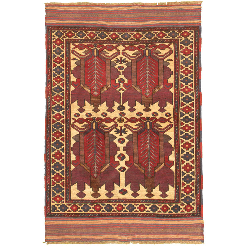 Tapis en laine rouge/brune 4 pi x 6 pi 1 po main one-of-kind-noué la 2010 Westbrooke