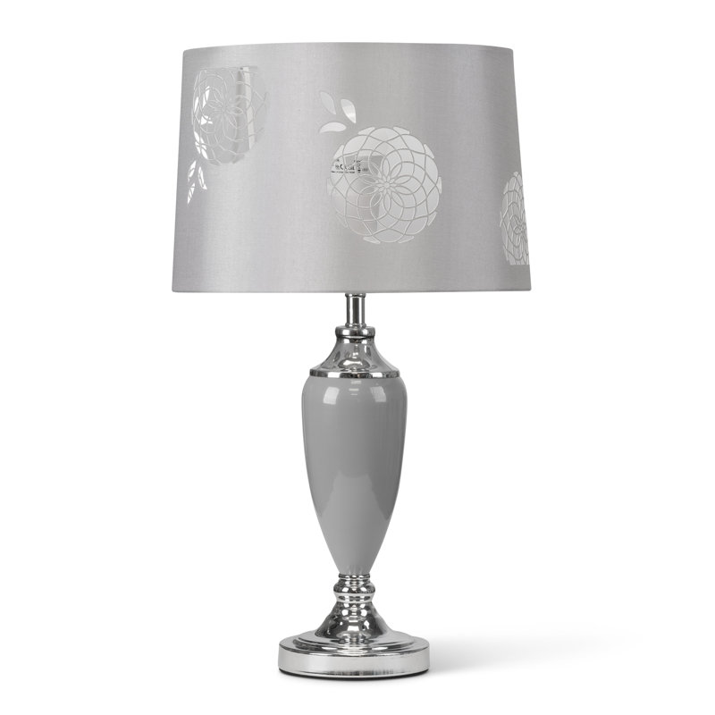 Lacy Bloom 53cm Stencil Metal Table Lamp, Grey, Grey/Chrome