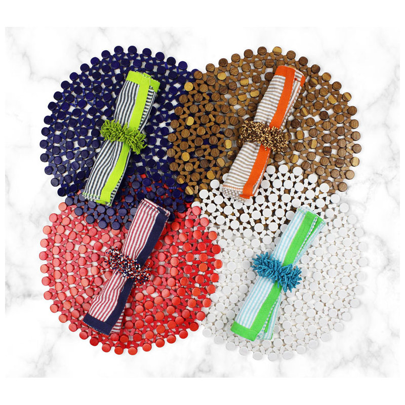 Round Bamboo Placemat, Coral