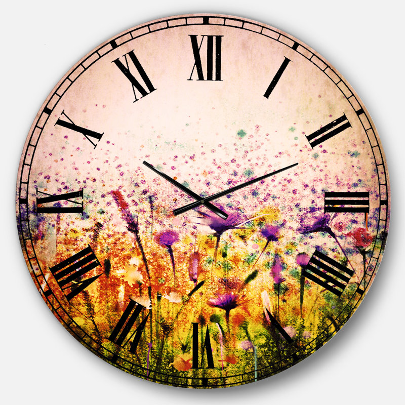Cosmos abstrait de fleurs colorées - Horloge murale traditionnelle, Surdimensionné