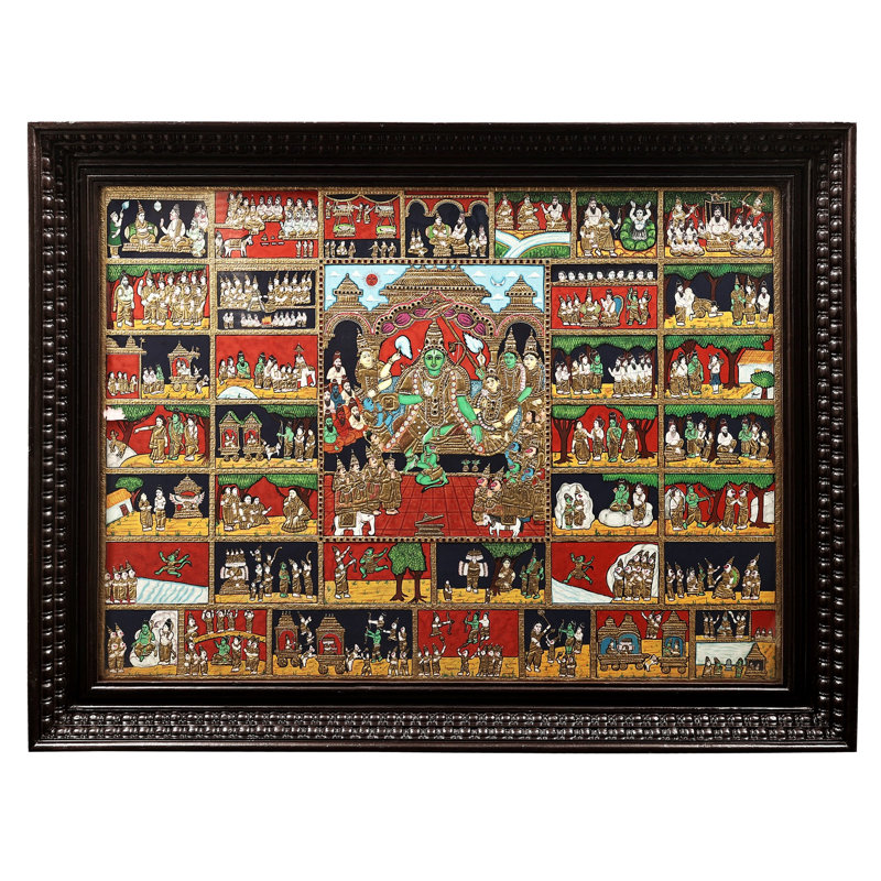 Rama Darbar Tanjore, peinture | Couleurs traditionnelles avec or 24 carats | Structure en bois de teck
