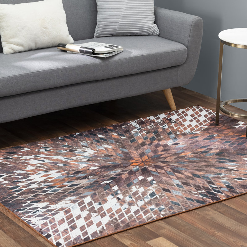 Supernova Eruption Brown Area Rug, Rectangle 6' x 9'