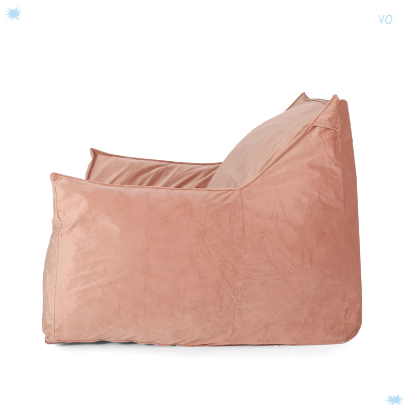 Fauteuil à billes en velours avec accoudoirs, Velours rose