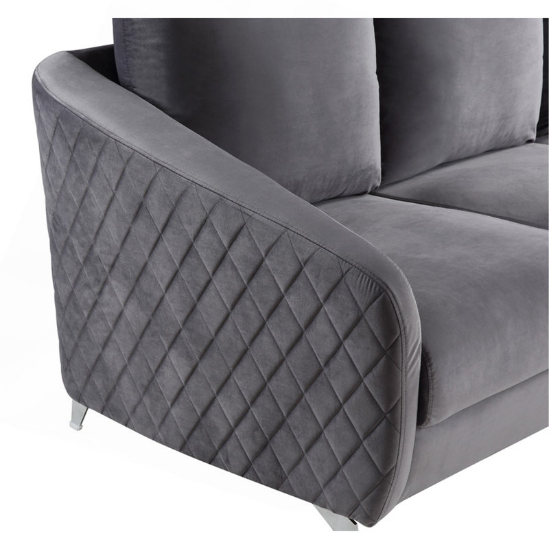 Fauteuil moderne chic en velours gris Livia