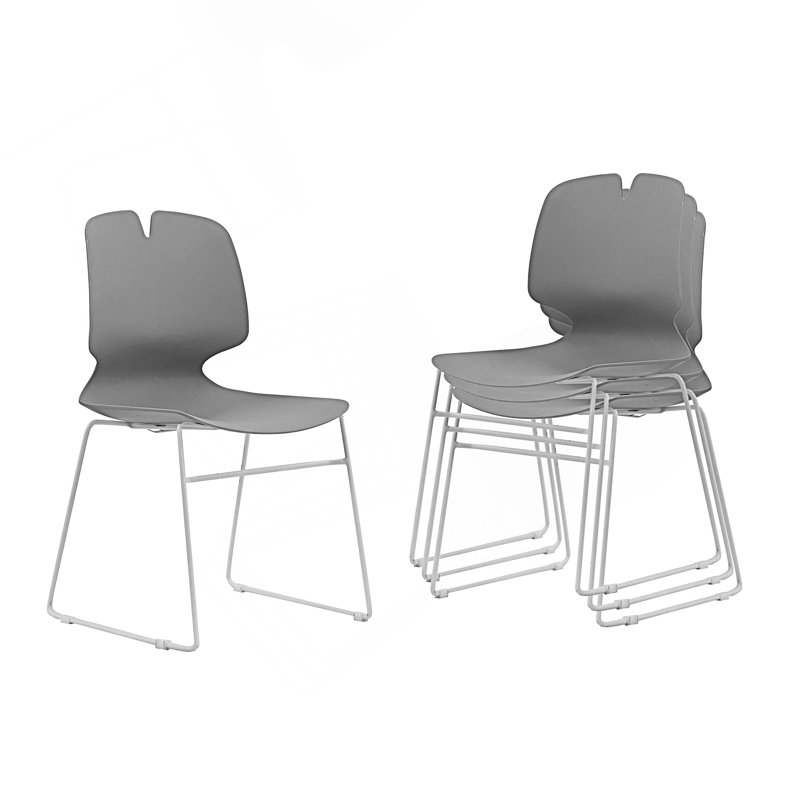 Ensemble de 4 chaises de bureau empilables modernes, Gris