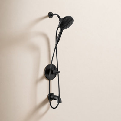 Nicoli 14 Series Matte Black Bathtub Shower Faucet Set with Handheld Shower Head, Valve Trim Kit, Matte Black (Valve Included)