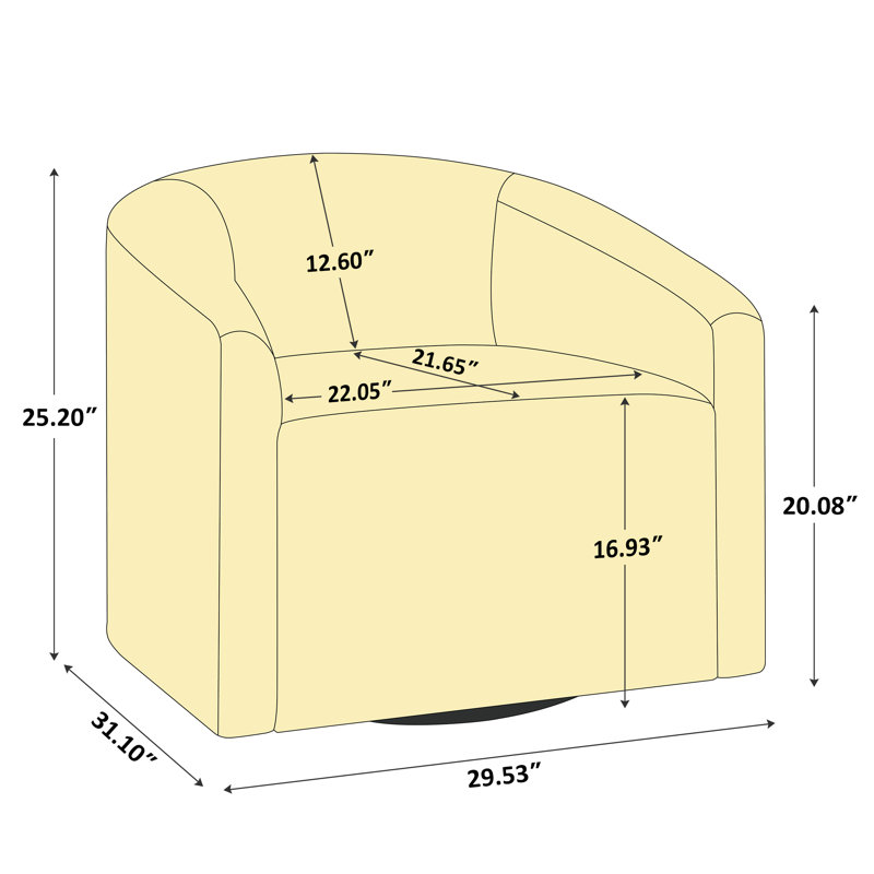 Chaise d'appoint pivotante en tissu 29,53 "(ensemble de 2), Chameau