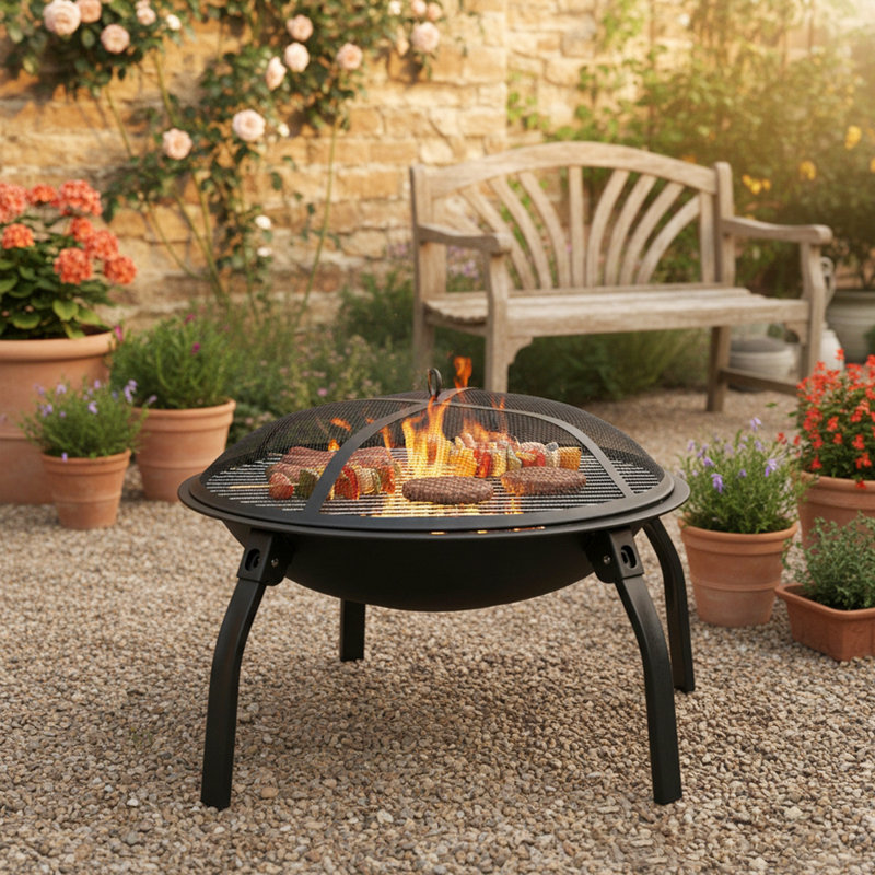 Round Iron Charcoal Fire Pit