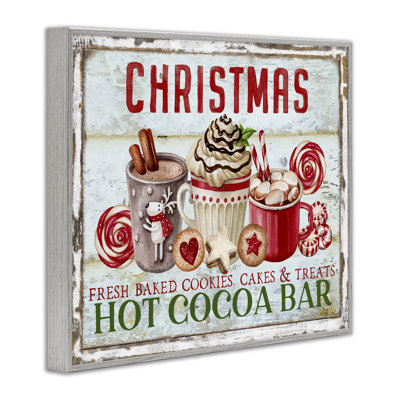 Giclée encadrée festive chocolat chaud gris par Creatif Belle