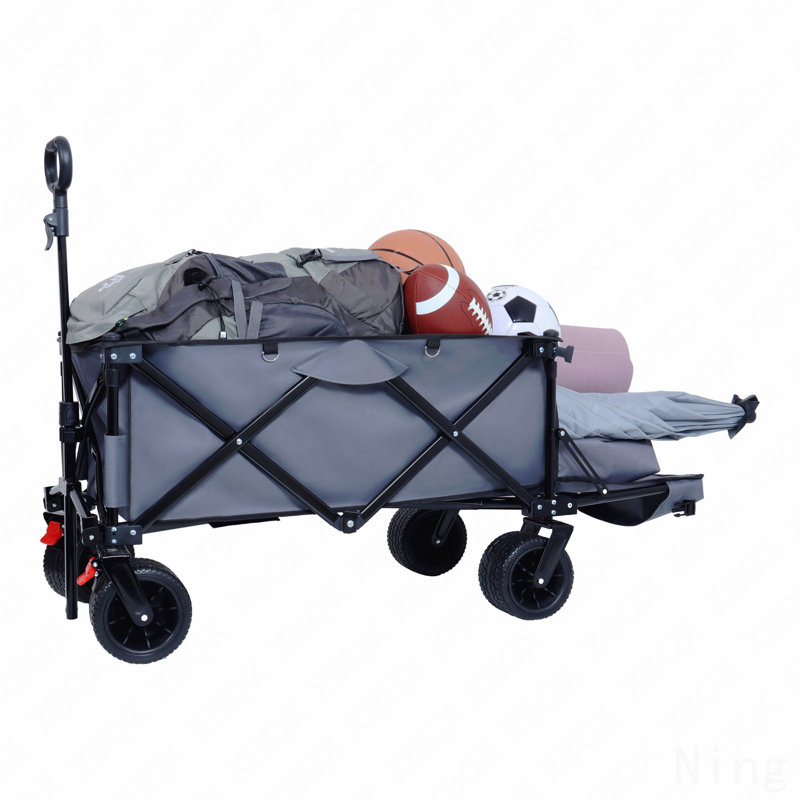 Wagon pliable avec hayon rallongé, housses imperméables résistantes à la poussière et aux rayons UV, 400 lb robustes, grandes roues tout-terrain