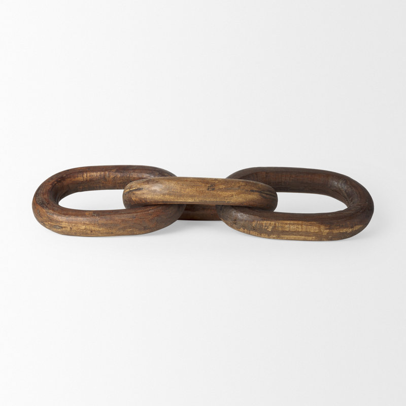 Grand maillon de chaîne en bois Artemi, Brun, 2" H x 21" W x 9.5" D