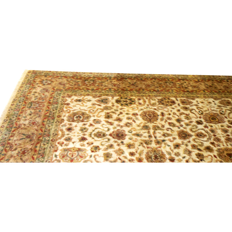 Tapis crème et brun noué à la main de haute qualité