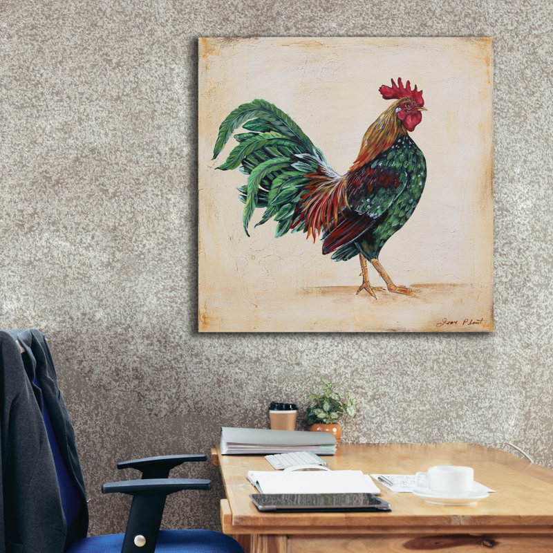  «Rooster-i» par Jean Plout, art mural sur toile, H 37 po x l 37 po x P 1,5 po