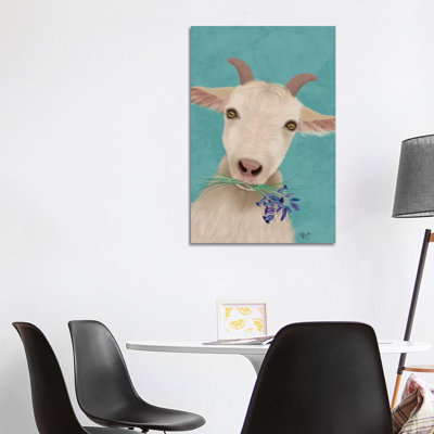 Goat And Bluebells by Fab Funky - Wrapped Canvas Gallery-Wrapped Canvas Giclée