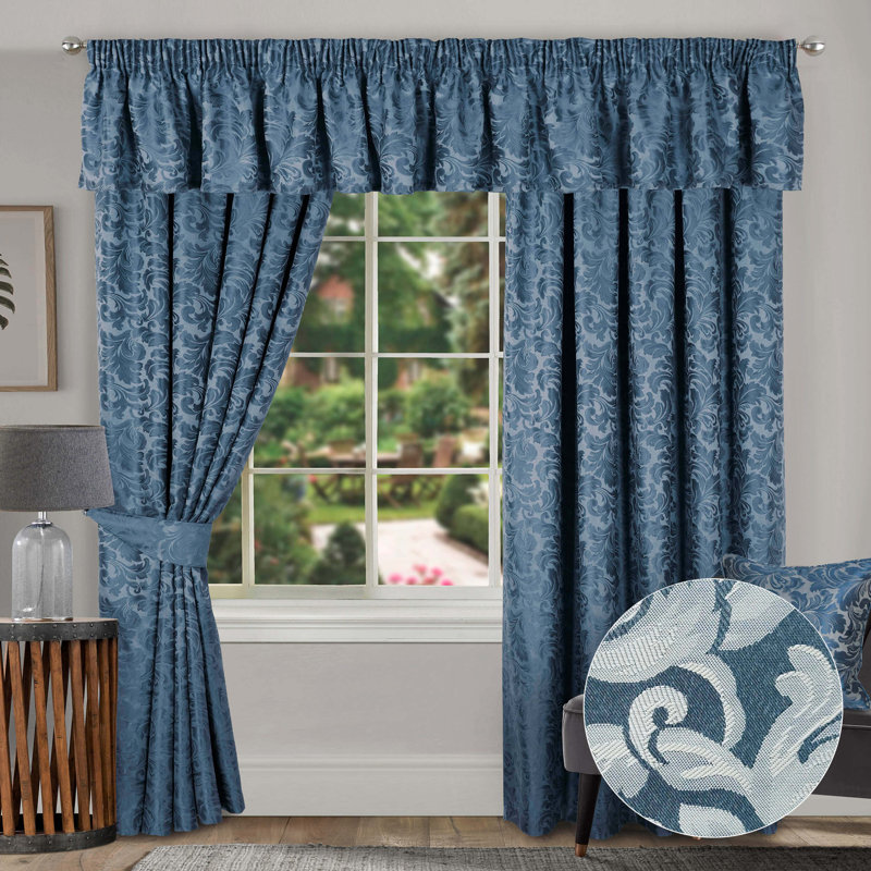 Aliska Floral Window Pelmet, Duck Egg, 467cm Width x 41cm Drop