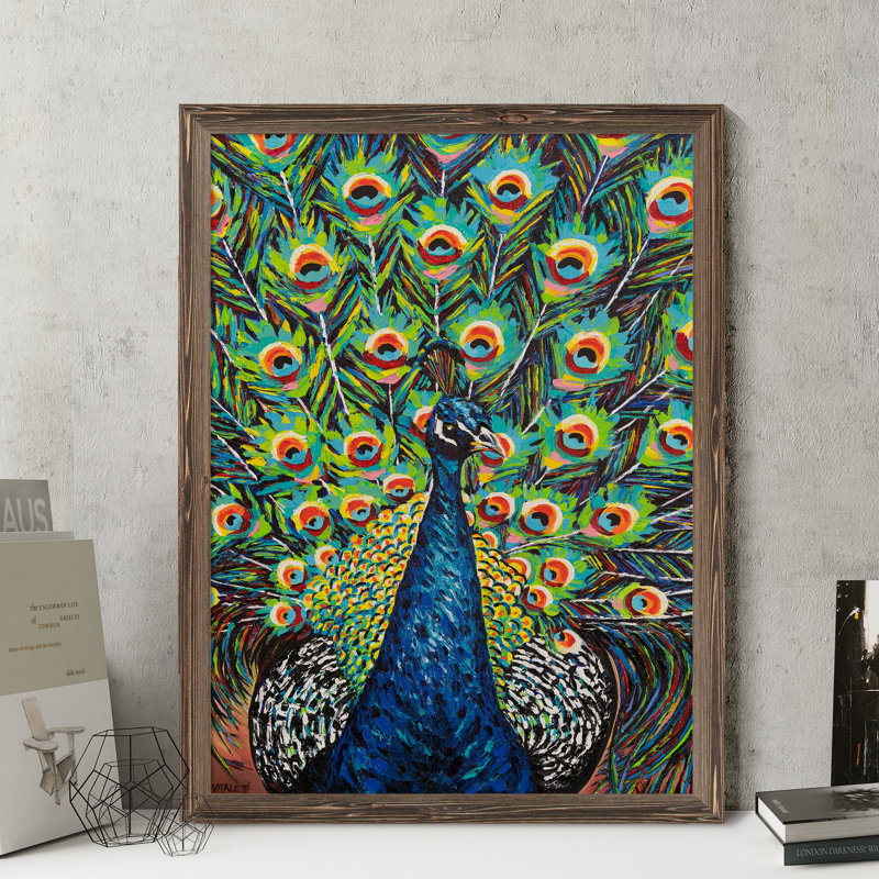 « somptueux peacock ii » par paul cezanne-reproduction d’art sur image, H 32 po x l 44 po x 1,25 po, Espresso Framed Canvas