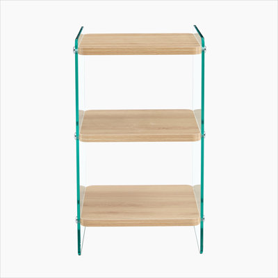 Simple And Generous Three - Level Bedside Table With Storage Function, MDF Surface And Transparent Tempered Glass Sides For Home Use