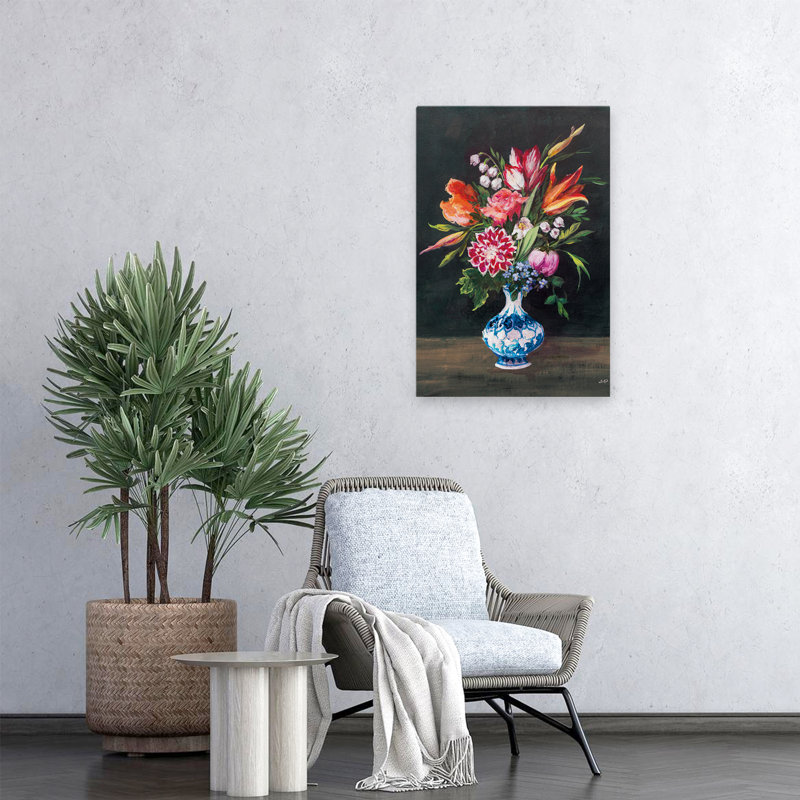 «Black And Blossoms Masterful I Art», H 24 po x l 16 po