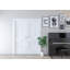 Porte intérieure simple pré-suspendue en composite blanc avec cadre à droite avec charnières noires mates à droite-91485610-91485608-93861293