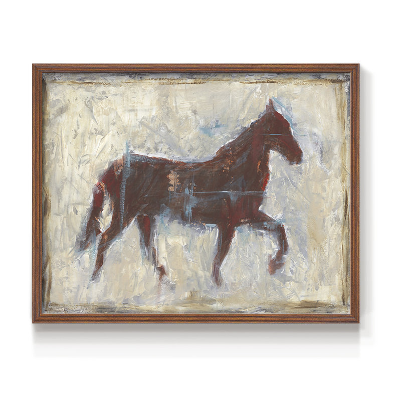 Iron Equine II - Reproduction encadrée - Restickable, H 8 po x l 10 po, Noyer