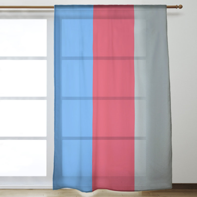 Panneau de rideau simple diaphane avec passe-tringle Stripes, Tennessee Football Grey/Red