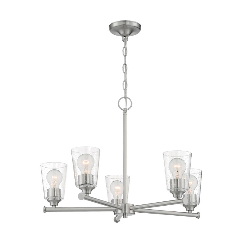 Lustre linéaire moderne Spoutnik à 5 lumières Weccacoe, Nickel brossé