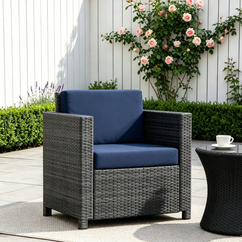 Outdoor Bench, Mixed Brown/Navy Blue