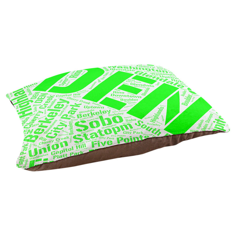 Coussin de chien « districts », Grand (l 40 po x P 30 po x H 14 po), Vert, Denver