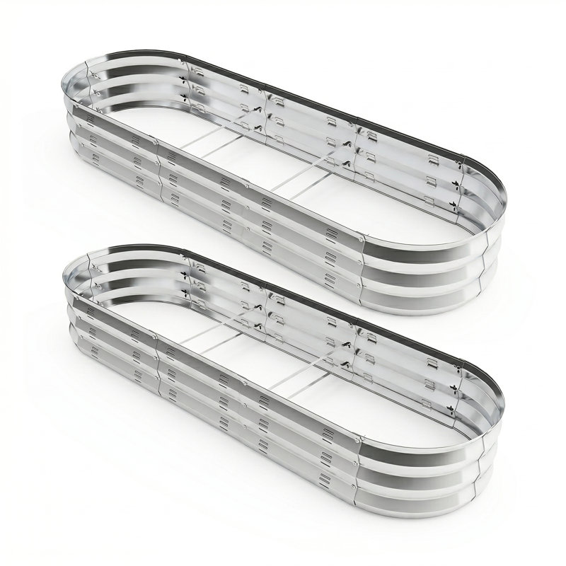 Ensemble de lit de jardin surélevé en métal H 67 po x l 20 po x H 10 po Hal. Argent, Argent, 2