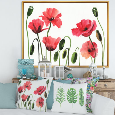 Coquelicots rouges rétro - peinture sur toile