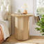 Wooden Round Side Table With Geometric Vertical Base