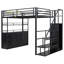 Lit mezzanine en métal avec escalier de rangement et garde-robe-152145985