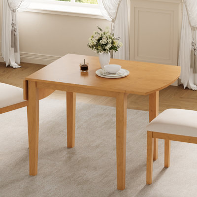 Extendable Dining Table for 2-4, Double Drop-Leaf Design with Birch Veneer Top, Modern Farmhouse, Kitchen & Small Spaces