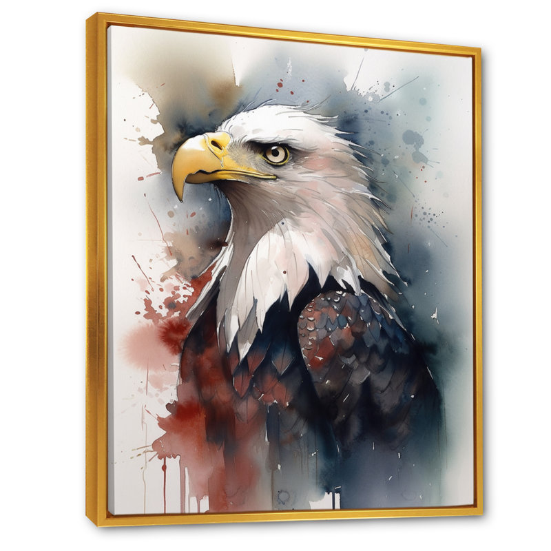 Portrait d'aigle II - Impression sur toile, H 32 po x l 24 po x P 1 po, Cadre flottant doré