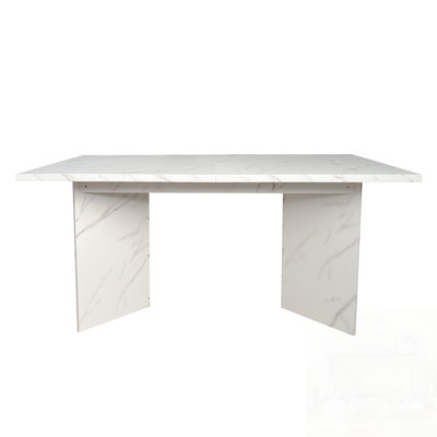 Extendable Faux Marble Dining Table for 6-10, Modern Rectangular Expanding Kitchen and Conference Table